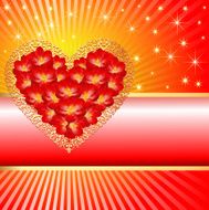 background with a heart in the colors and rays