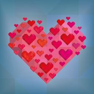 Abstract Hearts On Blue Background