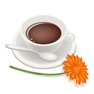 Cup of Hot Coffee and Daisy Flower