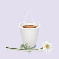 Hot Coffee in Disposable Cup and White Daisy