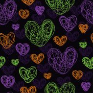 Seamless abstract colorful bright pattern with decorative hearts