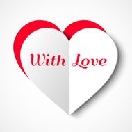 Heart Paper Sticker With Shadow Vector illustration Postcard