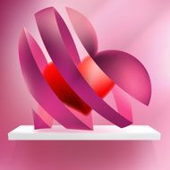 Ribbon red hearts with light EPS10 N2