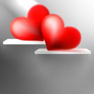 Red hearts on shelf valentine&#039;s day EPS10
