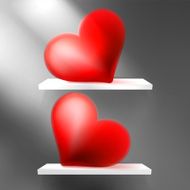 Big Red Hearts on shelf EPS10