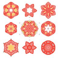 Vector set of vintage icons elements with floral design
