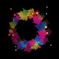 Beautiful Colorful Wreath Made From Maple Leaves