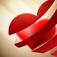 Ribbon red hearts with light EPS10 N3