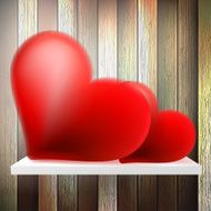 Romantic background with hearts on wood shelf N2