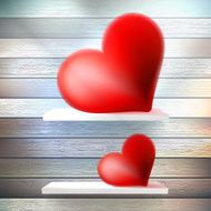 Romantic background with hearts on wood shelf N4
