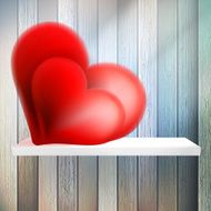 Romantic background with hearts on wood shelf N6