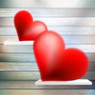 Romantic background with hearts on wood shelf N7