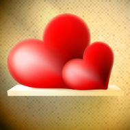 Empty shelf with red hearts