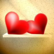 Empty shelf with red hearts N2