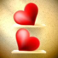 Empty shelf with red hearts N3