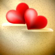 Empty shelf with red hearts N4