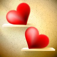 Empty shelf with red hearts N5