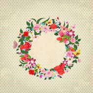 Round frame of beautiful flowers for your design