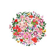 Round pattern of beautiful flowers for your design