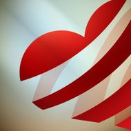 Ribbon red heart with light