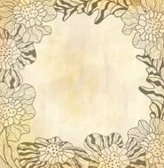 brown congratulation vintage vector background with drawing flowers