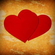 two red paper hearts