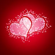 two joint hearts against red backround