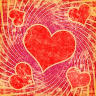 red seamless pattern with grunge heart N2