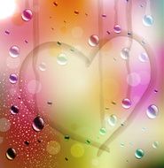 background with the drawn heart on color sweaty glass