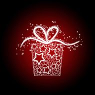 Christmas card with gift box made of stars N2