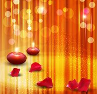 vector festive background with candles and rose petals