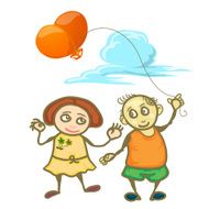 children holding balloon isolated on white N2