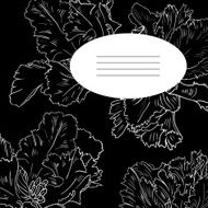 Black floral card vector illustration