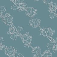 Seamless pattern with irises and roses