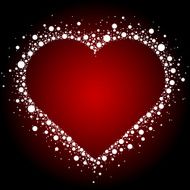 white heart frame on red background
