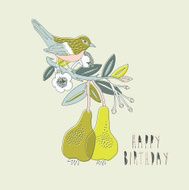 Bird on a birthday greeting card
