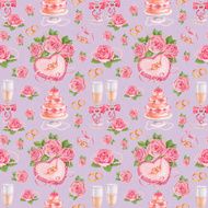 Seamless pattern with watercolor wedding illustrations