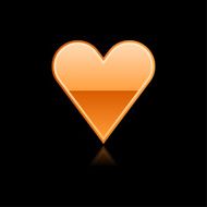 Orange heart sign metal icon chrome pictogram web internet button