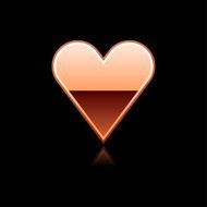 Copper heart sign metal icon chrome pictogram web internet button