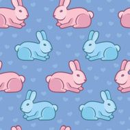 Vector seamless pattern with rabbits and hearts N2
