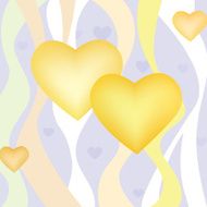Two heart over wavy background