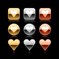 Heart sign square circle button chrome metal web internet icon