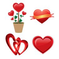 set of a red Heart Isolated On White Background