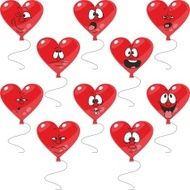 Emotion red hearts balloon set 003
