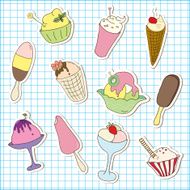 Ice cream stickers vector illustration