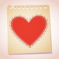 Heart note paper cartoon illustration