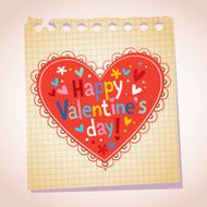 Happy Valentine&#039;s day note paper cartoon illustration