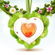 Heart with flowers and leaves