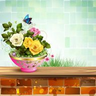 Flowerpot with roses N2
