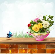 Flowerpot with roses N3